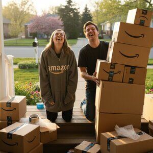 📦 Amazon Gray Heather Full Zip Logo Hoodie 📦